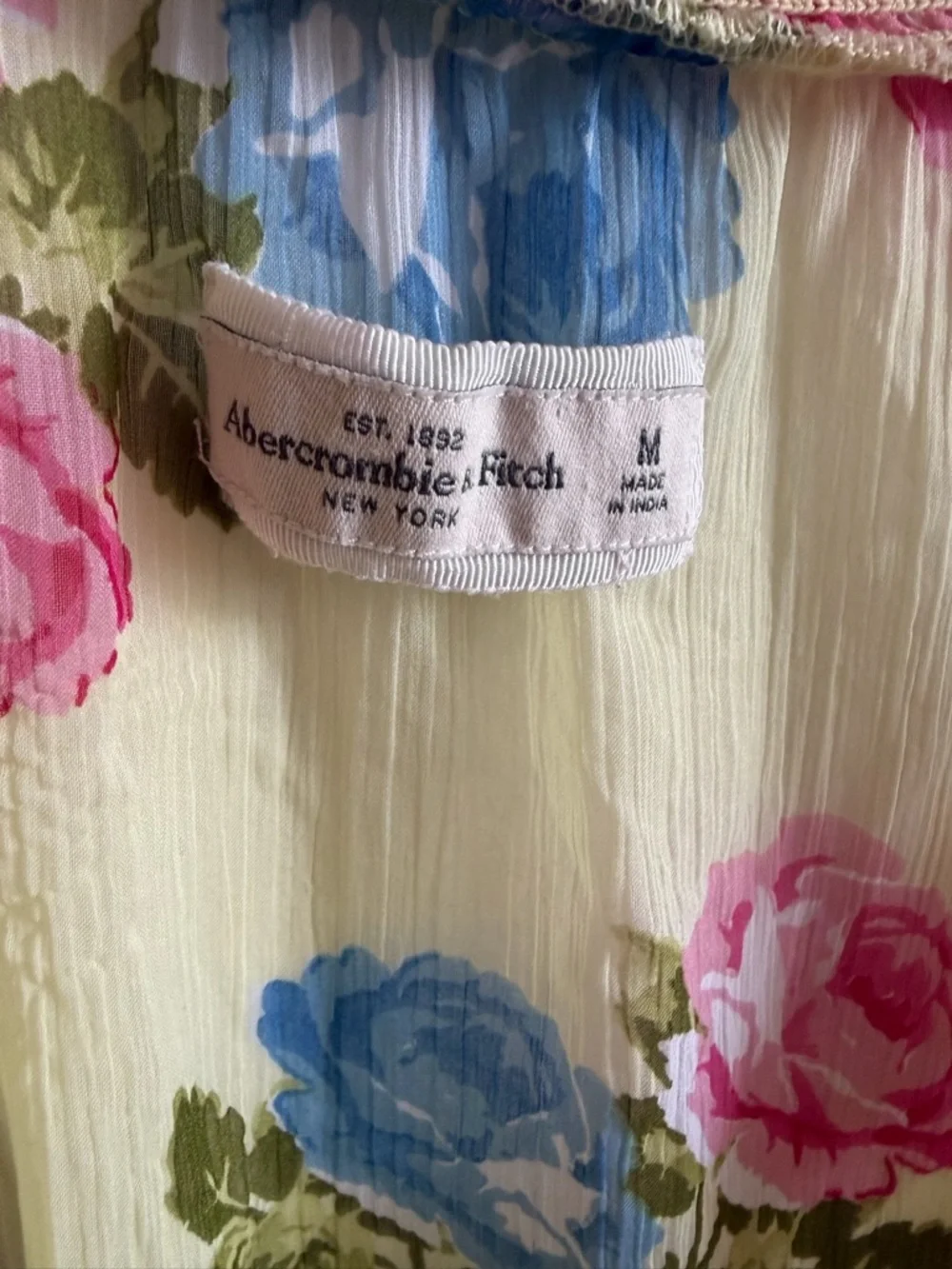 Vintage Abercrombie & Fitch Yellow Floral Ruffle V-Neck Blouse